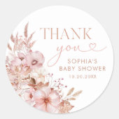 Boho herfst bloemige baby shower ronde sticker (Voorkant)