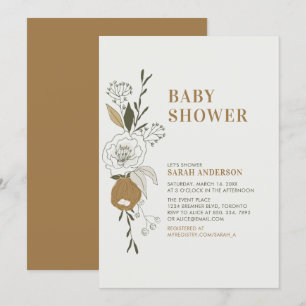 Boho Herfst Bloemige Baby Shower Uitnodiging