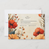 Boho herfst bloemige bruiloft RSVP kaartje (Voorkant)