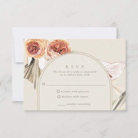 Boho-herfst bloemige bruiloft RSVP kaartje (Voorkant)