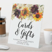 Boho Herfst Bloemige Bruiloftsshower Kaarten en Ca Reclamebord Met Voetstuk (Insitu)
