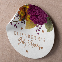 Boho herfst bloemige genderneutrale babyshower ronde sticker