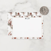 Boho herfst bloemige monogram notitiekaartje (Voorkant / Achterkant in situ)