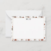 Boho herfst bloemige monogram notitiekaartje (Voorkant)