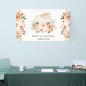 Boho-herfst bloemige pompoen verjaardagsfeest spandoek (Beurs)
