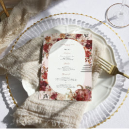 Boho Herfst Bloemige Trouwmenu Menu