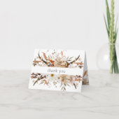 Boho-herfst bloemrijke neutrale rustieke bruiloft bedankkaart (Voorkant)