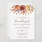 Boho herfst bloemrijke rustieke bloemen gebladerte kaart (Voorkant)