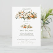 Boho Herfst Bloemstuk Baby Shower Kaart (Staand voorkant)