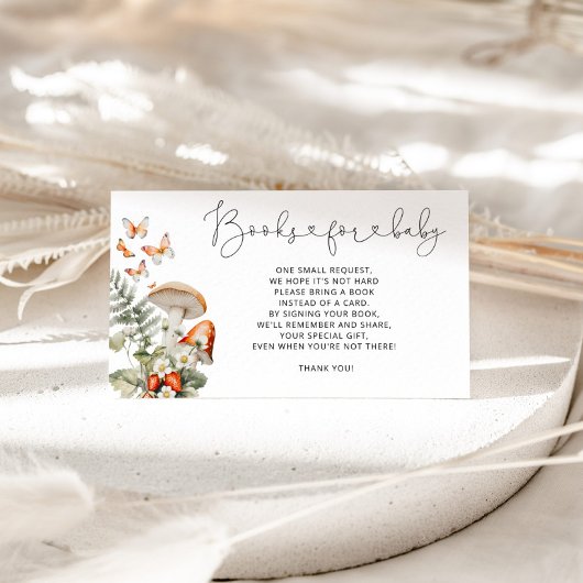 Boho herfst bosrijke paddenstoelenboeken voor baby informatiekaartje