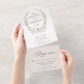 Boho Herfst Botanical All in One Wedding Invite Uitnodiging (Afscheurbaar)