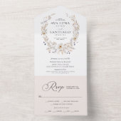 Boho Herfst Botanical All in One Wedding Invite Uitnodiging (Binnen)