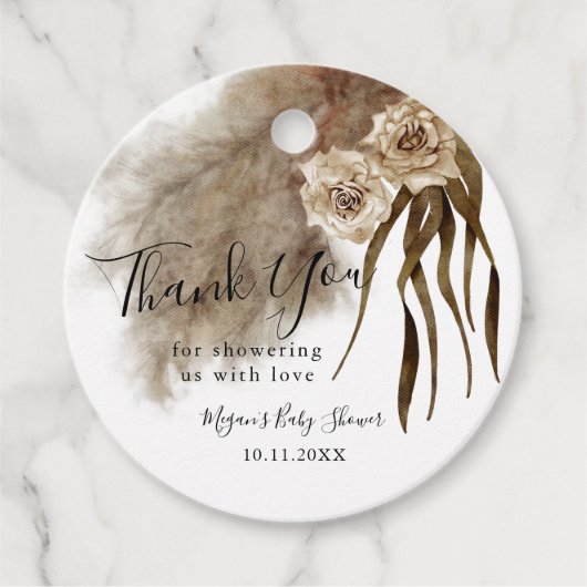 Boho Herfst Botanicals Baby shower Bedankjes Labels (Voorkant)