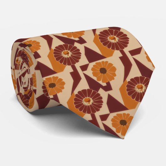 Boho Herfst Botanisch Bloemmotief Stropdas (Opgerold)