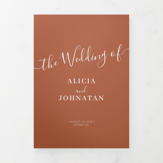 Boho herfst botanische foto QR RSVP details bruilo Drieluik Uitnodiging (Cover)