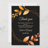 Boho herfst botanische gouden lijst bruiloft bedankkaart (Voorkant)