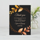 Boho herfst botanische gouden lijst bruiloft bedankkaart (Staand voorkant)