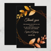 Boho herfst botanische gouden lijst bruiloft bedankkaart (Voorkant / Achterkant)