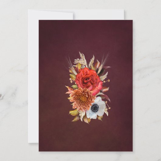 Boho Herfst Bourgogne Bloemen Script 100e Verjaard Kaart (Achterkant)