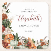 Boho herfst bruidsdouche kartonnen onderzetters (Voorkant)