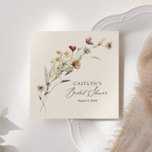 Boho-herfst bruidsdouche met wilde bloemen