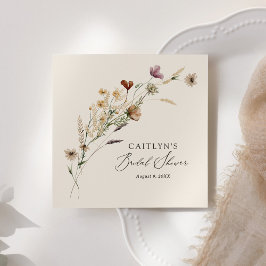 Boho-herfst bruidsdouche met wilde bloemen servet