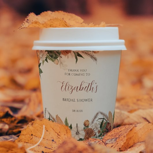 Boho-herfst bruidsdouche papieren bekers