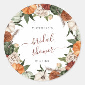 Boho herfst bruidsfeest bedankt ronde sticker (Voorkant)