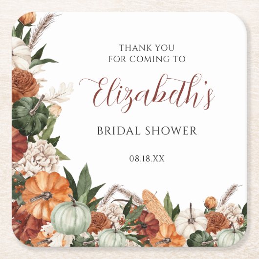 Boho herfst bruidsfeest kartonnen onderzetters (Voorkant)