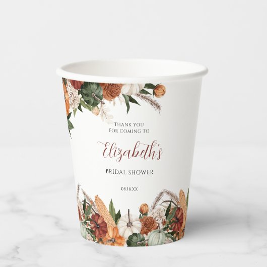 Boho herfst bruidsfeest papieren bekers (Voorkant)