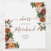 Boho herfst bruidsfeestje wijn etiket (Enkel label)