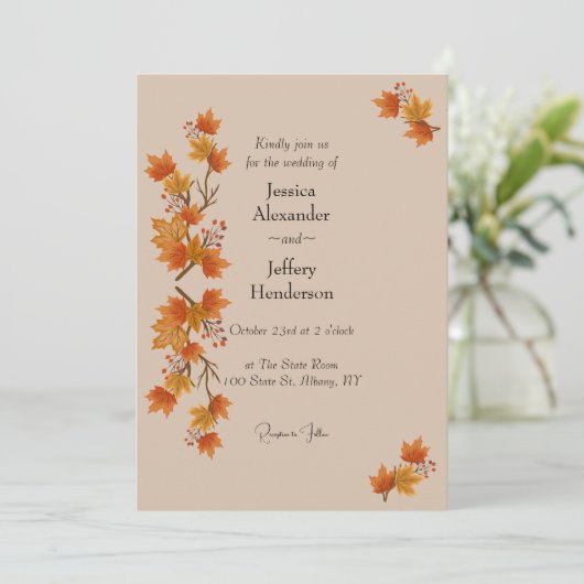 Boho herfst bruiloft kaart (Staand voorkant)