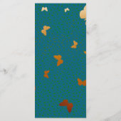 Boho herfst bruiloft koper en Blauwgroen vlinder Menu (Achterkant)