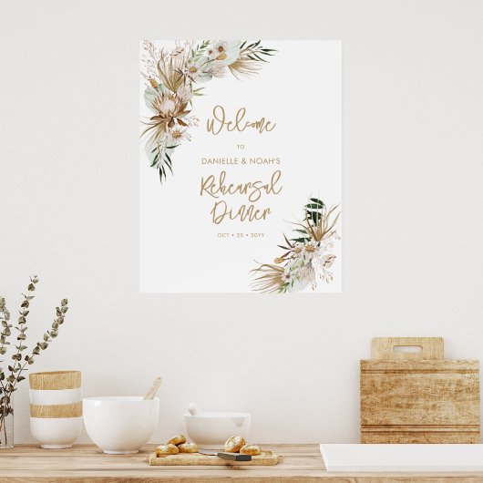 Boho herfst bruiloft repetitie diner welkom poster (Keuken)