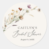 Boho-herfst bruiloftsfeest met wilde bloemen ronde sticker (Voorkant)