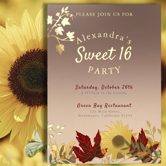 Boho Herfst Chic Sweet 16 uitnodiging