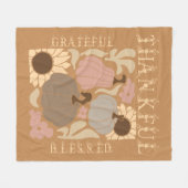 Boho Herfst dankbare gezegende Thanksgiving Fleece Deken (Voorkant (Horizontaal))