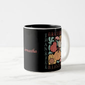 Boho Herfst dankbare gezegende Thanksgiving Tweekleurige Koffiemok (Voorkant rechts)