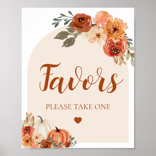 Boho Herfst Een beetje pompoen Baby shower gunsten Poster (Voorkant)