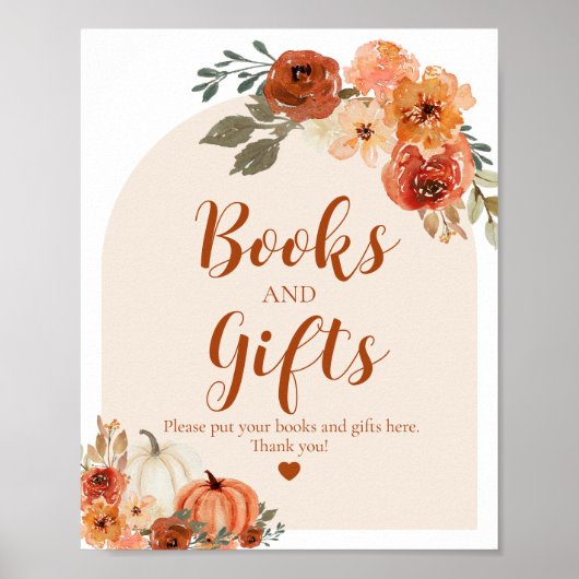 Boho Herfst Een Kleine Pompoen Herfst Boeken en Ge Poster (Voorkant)