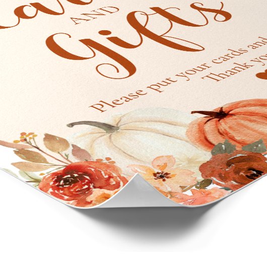 Boho Herfst Een Kleine Pompoen Herfst Kaarten en g Poster (Hoek)