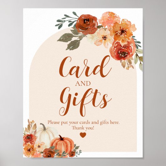 Boho Herfst Een Kleine Pompoen Herfst Kaarten en g Poster (Voorkant)