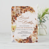 Boho herfst en herfst bladeren brunch en bubbly kaart (Staand voorkant)