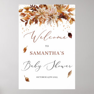 Boho herfst en herfst floral Baby Welcome Sign Poster