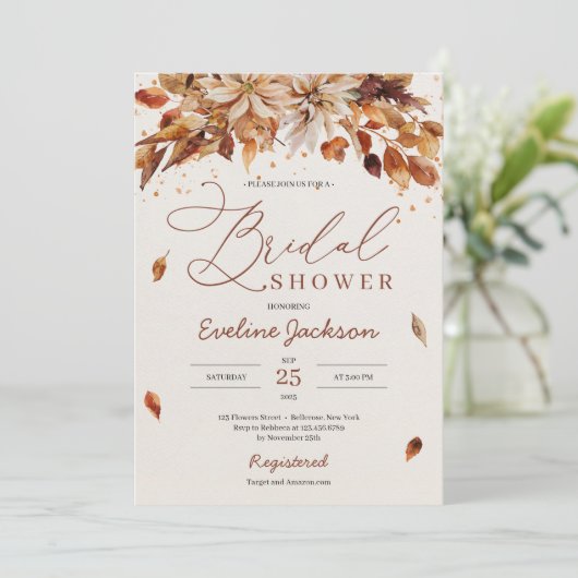 Boho herfst en herfst seizoensgebonden bloemblaadj kaart (Staand voorkant)