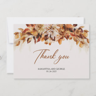 Boho herfst en waterverf bloemen bladeren najaar bedankkaart
