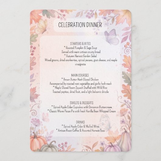 Boho Herfst Feest Menu (Voorkant)