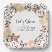 BOHO Herfst Floral Autumn Butterfly Baby shower Papieren Bordje (Voorkant)
