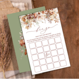 Boho Herfst Floral Baby Bingo Game Kaart