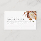 Boho Herfst Floral Baby shower Diaper Raffle Kaart (Voorkant)